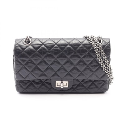 シャネル CHANEL 2.55 マトラッセ マドモアゼルチェーン ショルダーバッグ バッグ カーフ(牛革) レディース ブラック系 【中古】