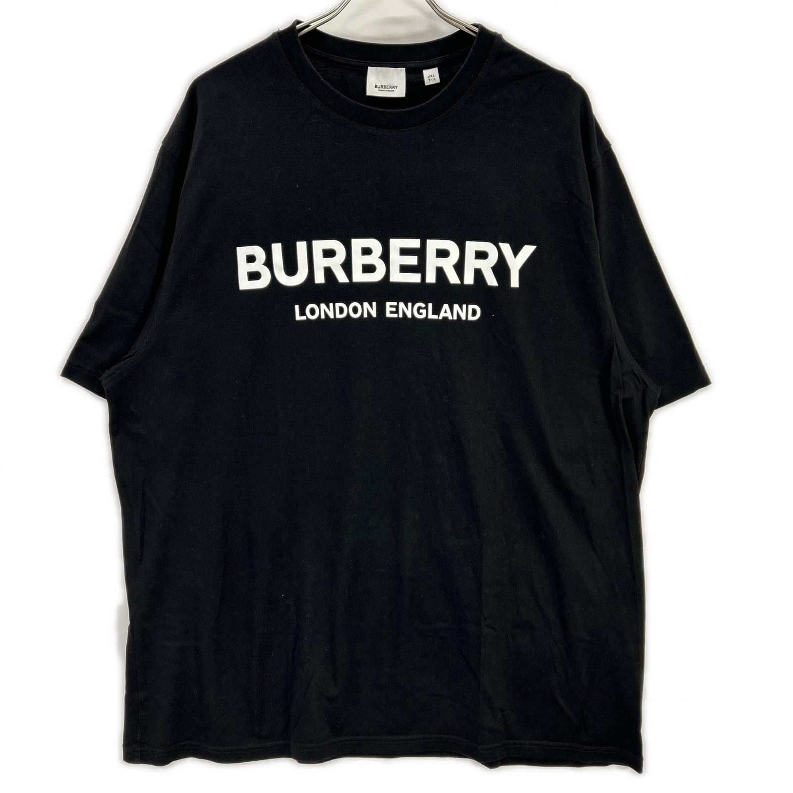 バーバリー 8026016 ブラック ロゴTシャツ XXL