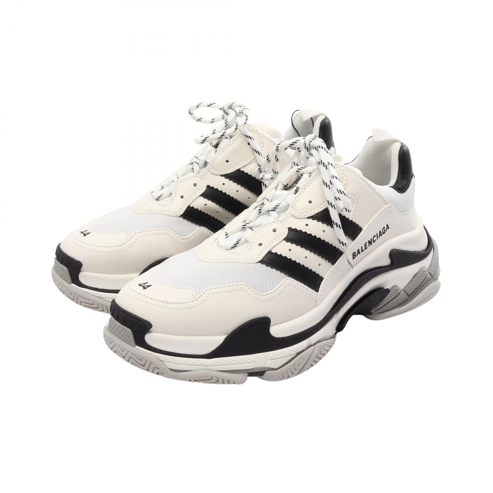 バレンシアガ BALENCIAGA BALENCIAGA × adidas TRIPLE S トリプルS スニーカー 靴 レザー ファブリック メンズ ホワイト系 / ブラック系 【中古】