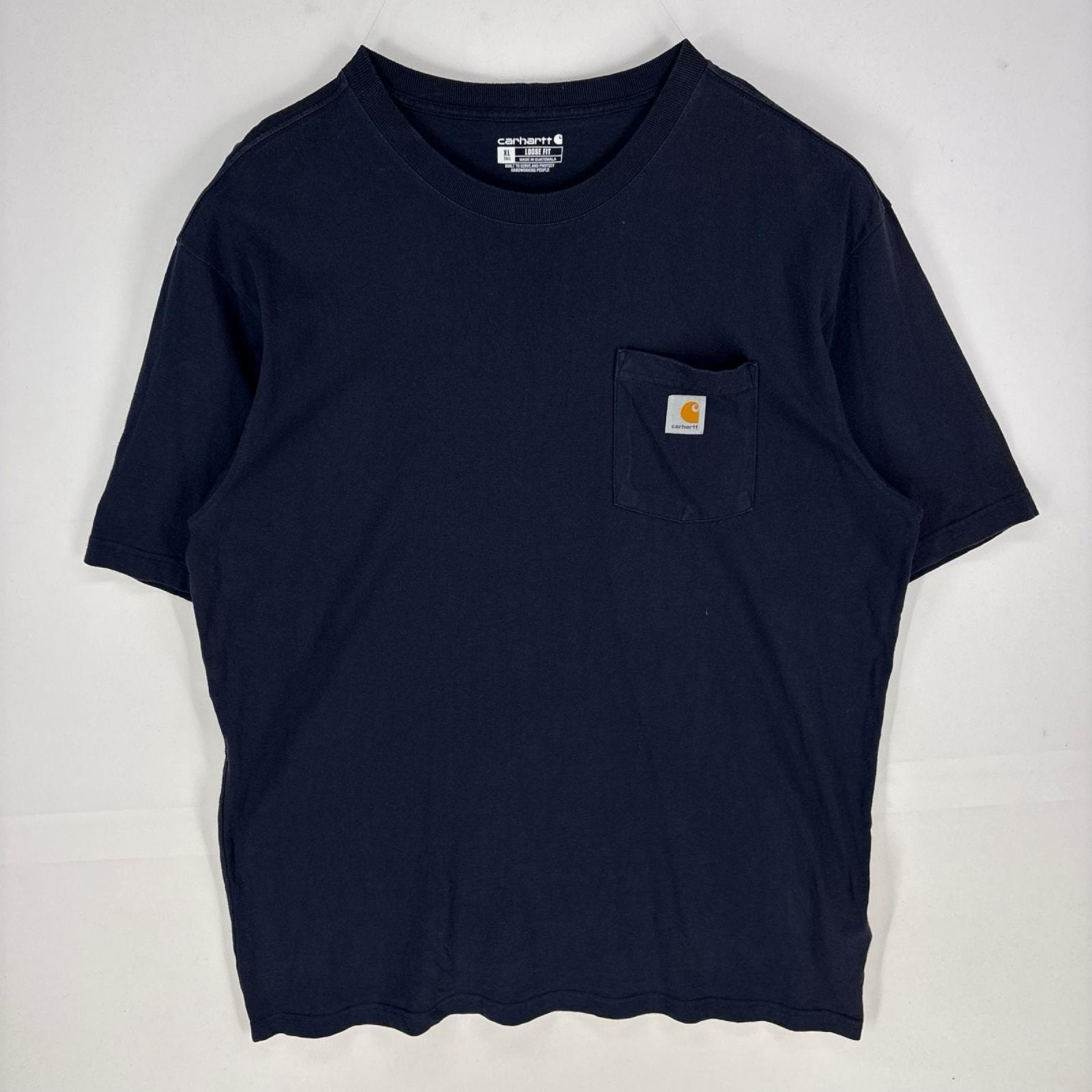 古着 カーハート Carhartt 半袖Tシャツ クルーネック ワンポイント ショートスリーブ ロゴ XL ネイビー系 メンズ