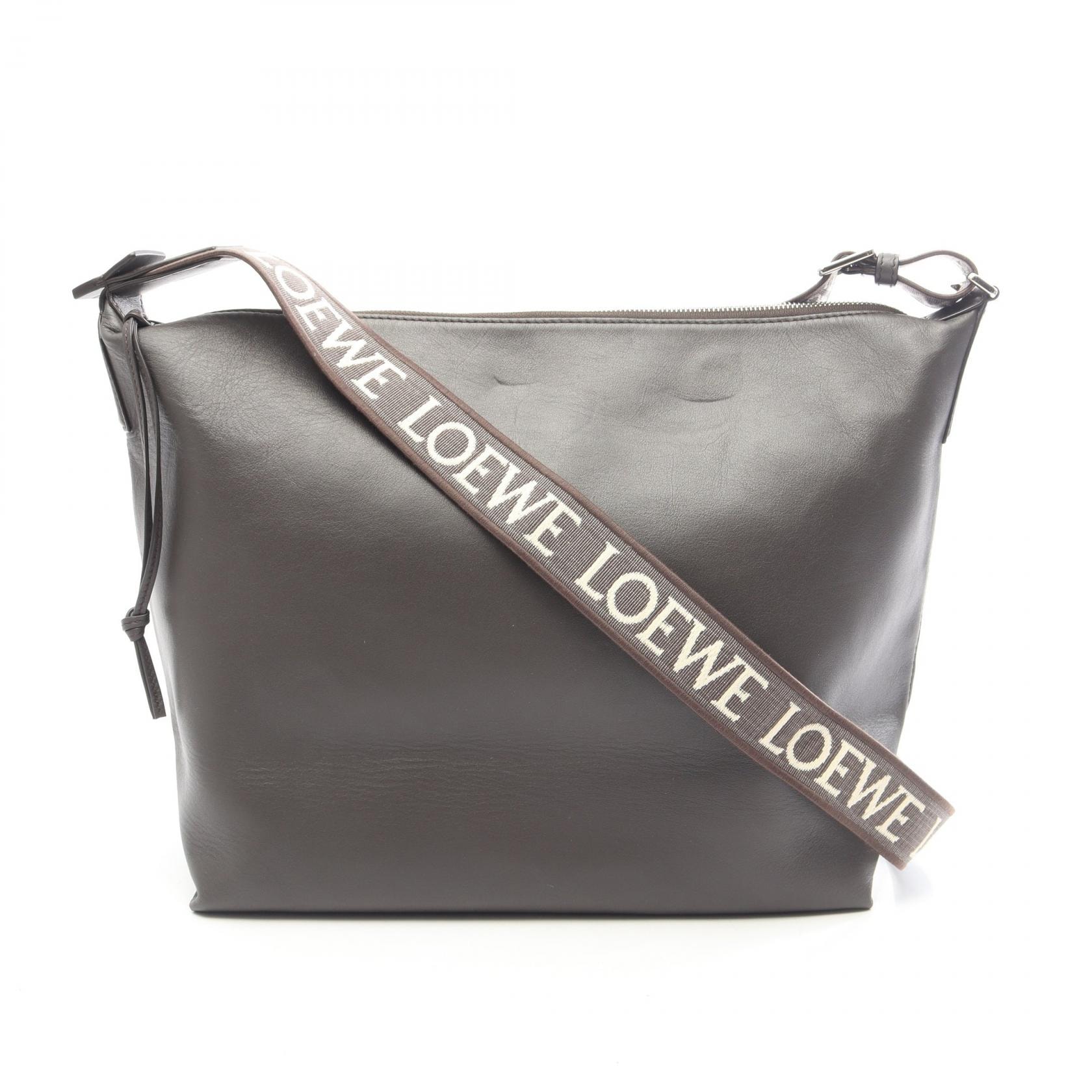 ロエベ LOEWE キュービィ レギュラー ショルダーバッグ バッグ レザー レディース グレー系 【中古】