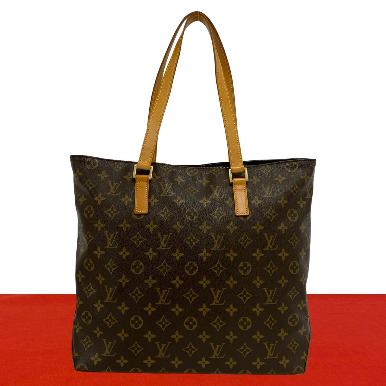 LOUIS VUITTON ルイヴィトン カバメゾ モノグラム レザー PVC トートバッグ ブラウン
 52374