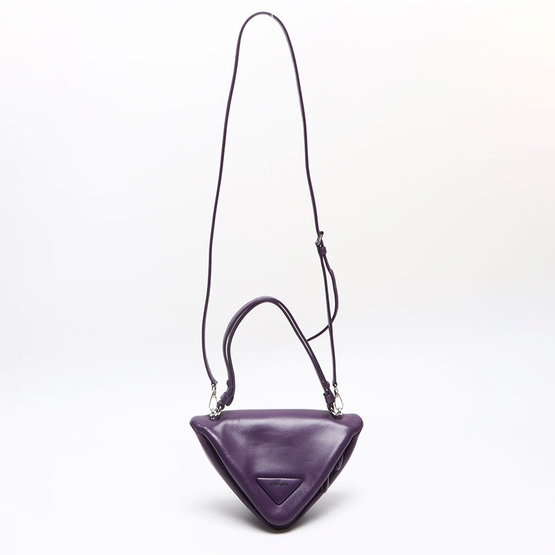 プラダ PRADA ナッパレザー パデット トライアングル ハンドバッグ【中古】