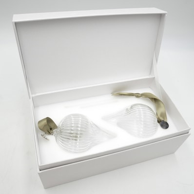 Van Cleef & Arpels(ヴァンクリーフ&アーペル) VENINI for Van Cleef & Arpels ガラス オーナメント クリア リボン付き インテリア 2点セット【中古】
