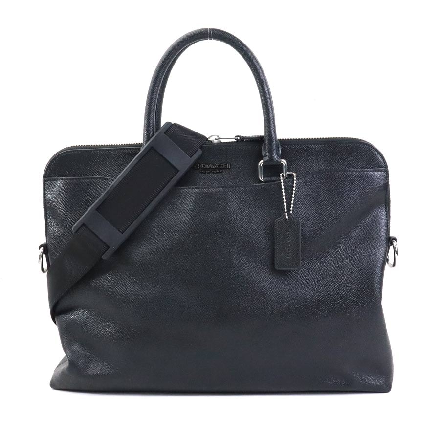コーチ COACH ハンドバッグ ショルダーバッグ ビジネスバッグ レザー ブラック メンズ【中古】 55838k