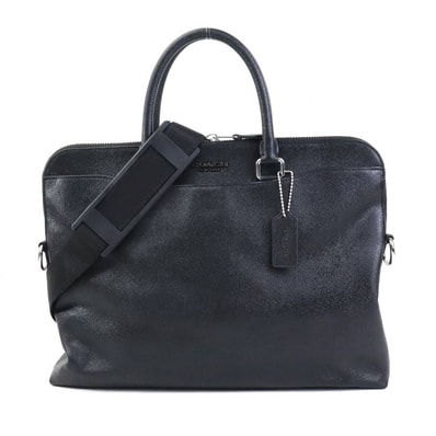 コーチ COACH ハンドバッグ ショルダーバッグ ビジネスバッグ レザー ブラック メンズ【中古】 55838k