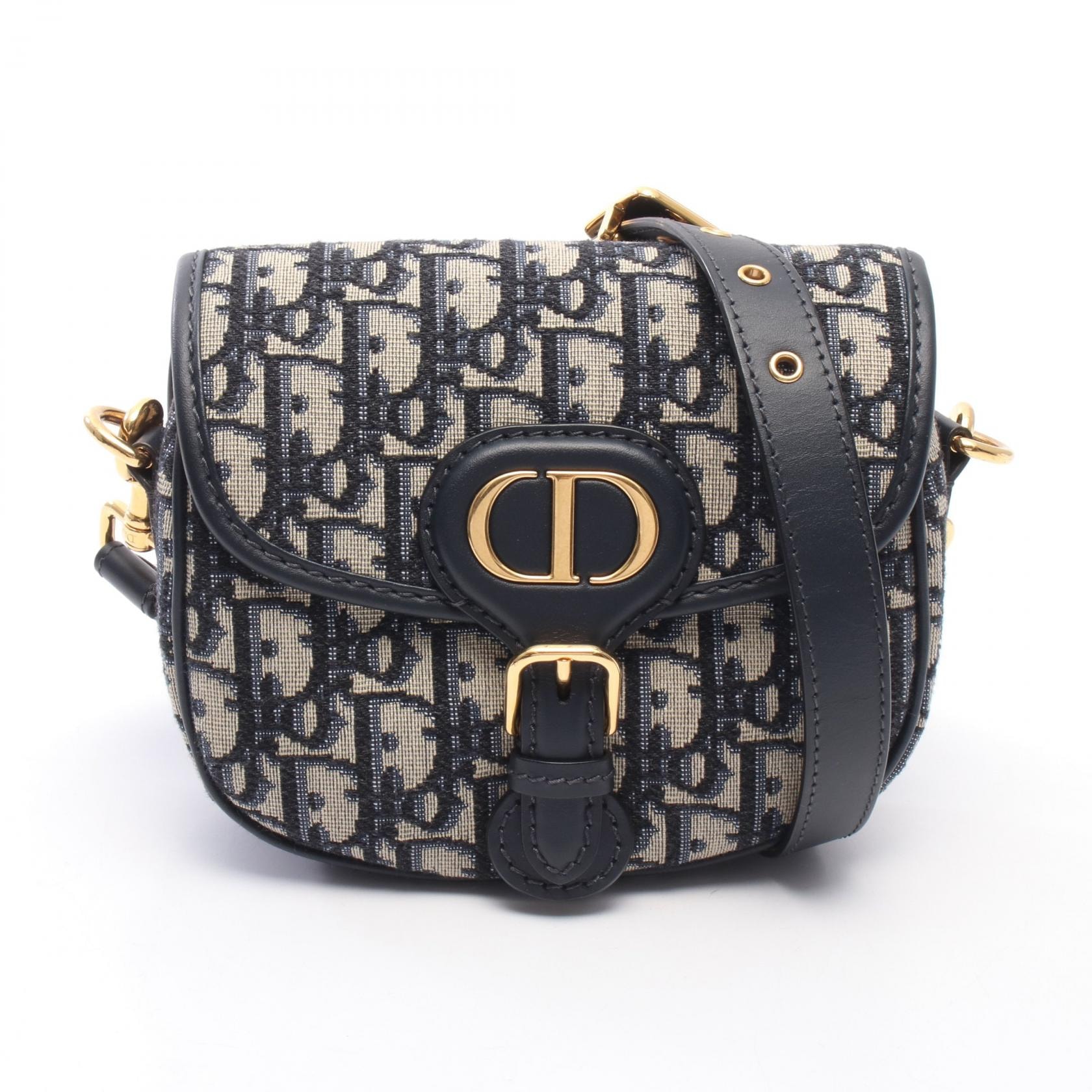 ディオール Dior BOBBY ボビー スモール オブリーク ショルダーバッグ バッグ キャンバス レザー レディース ネイビー系 / ベージュ系 【中古】