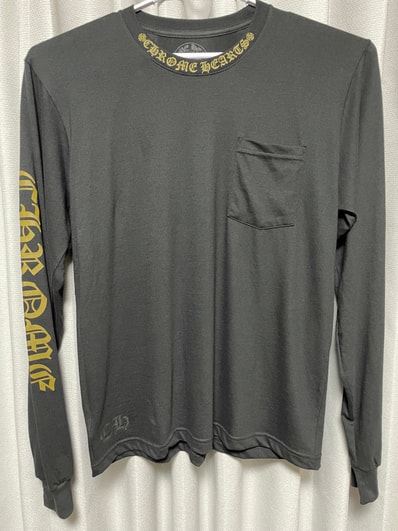 Chrome Hearts Neck Logo Pocket L/S T-Shirt "Black/Gold"