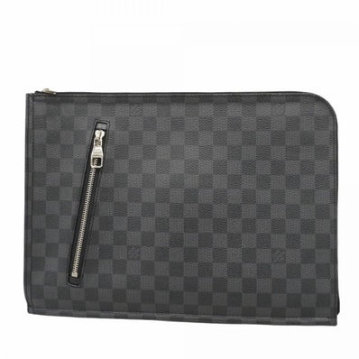 【6de6260-k】ルイヴィトン クラッチバッグ ダミエ・グラフィット ポッシュドキュマン N48247 ブラック グレー【中古】メンズ
