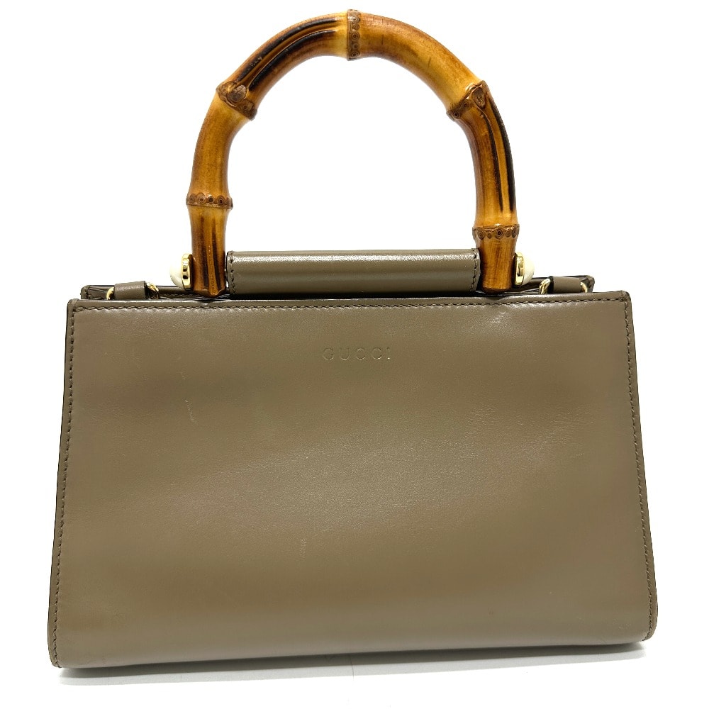 グッチ GUCCI バンブー フェイクパール 470271 カバン ハンドバッグ レザー ブラウン