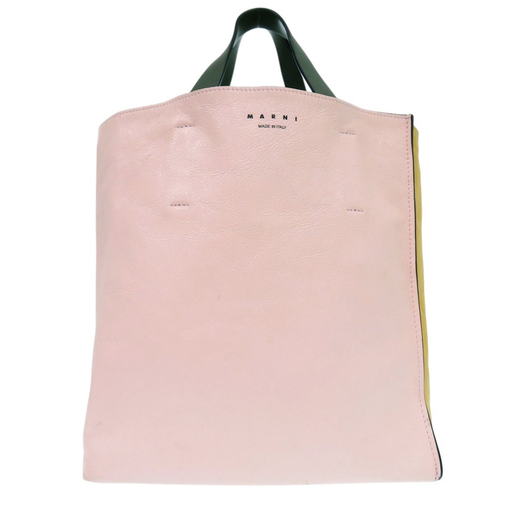 マルニ バイカラー レザー ピンク ハンドバッグ