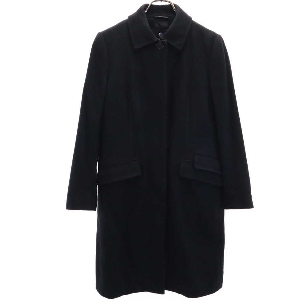Paul Smith BLACK ポールスミス ブラック フラノウール ステンカラーコート 40 ブラック 中綿ライナー付き