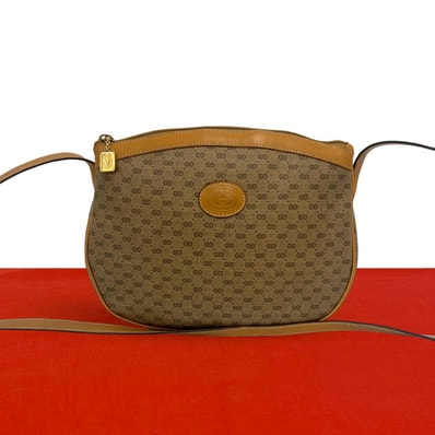 GUCCI グッチ マイクロGG ロゴ PVC レザー ショルダーバッグ ブラウン
k85-3