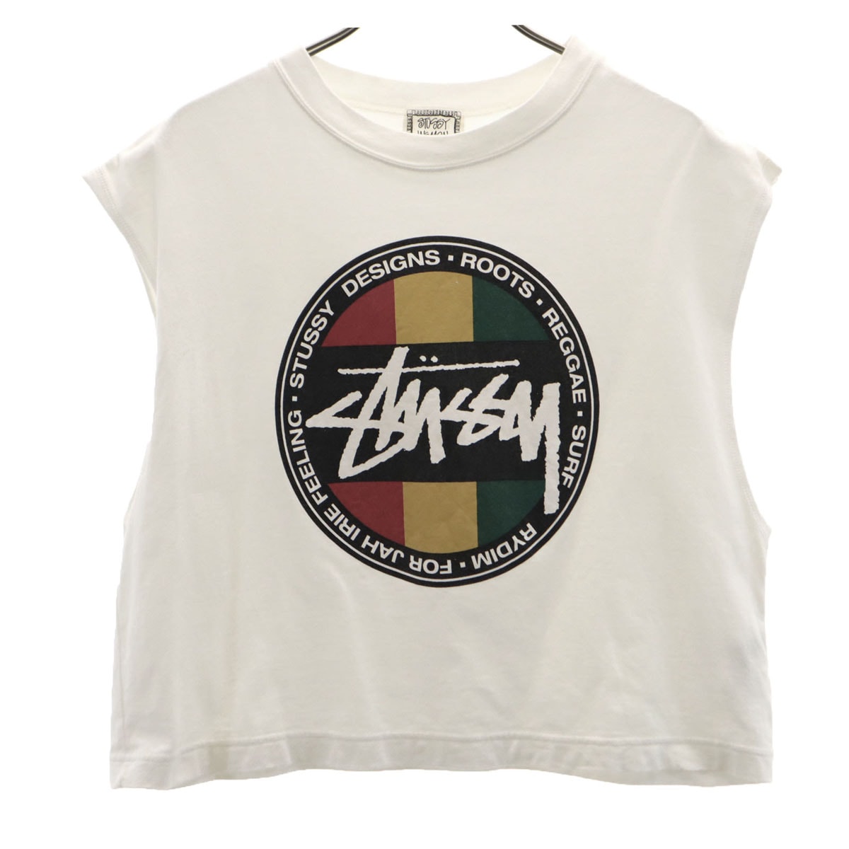 STUSSY WOMEN ステューシーウーマン ノースリーブ ショート丈 Tシャツ S 白