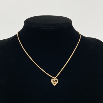 Christian Dior(クリスチャンディオール) CDロゴ ヴィンテージ ハート ラインストーン ネックレス ゴールド
