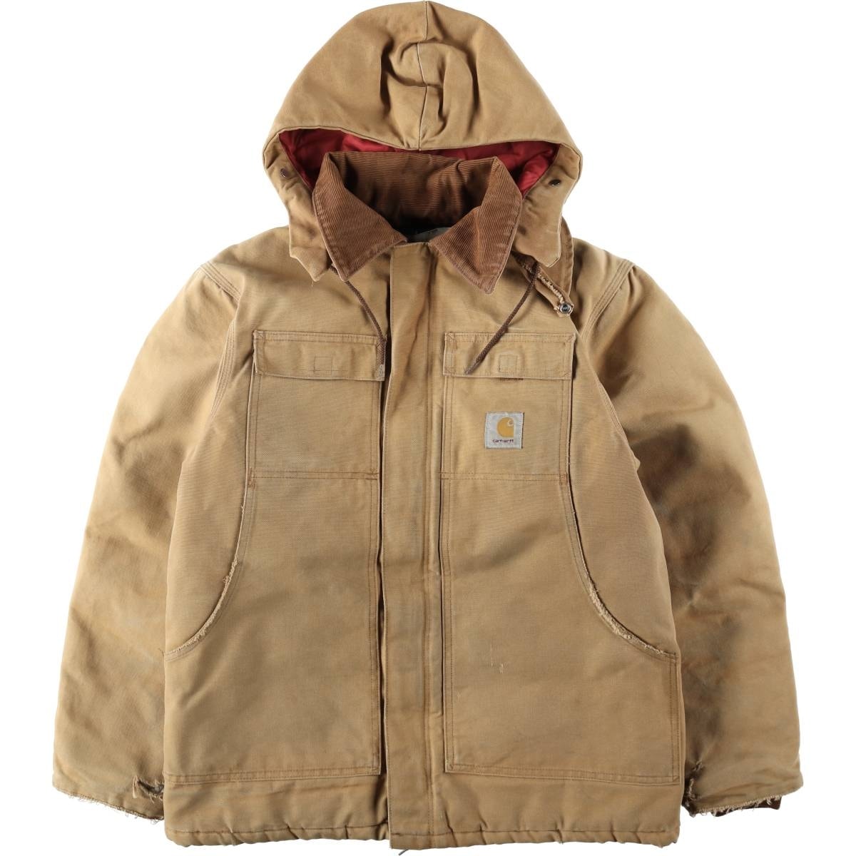 古着 カーハート Carhartt トラディショナルコート フード付き 中綿入り ダックフルジップパーカー メンズL相当/eaa629373