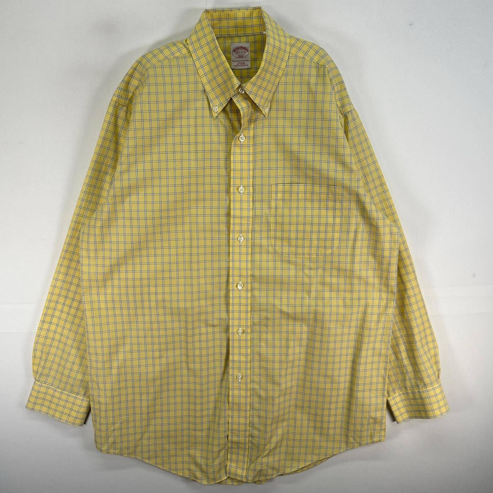 古着 ブルックスブラザーズ Brooks Brothers 長袖シャツ チェック 346 ボタンダウン M イエロー系 マルチカラー メンズ