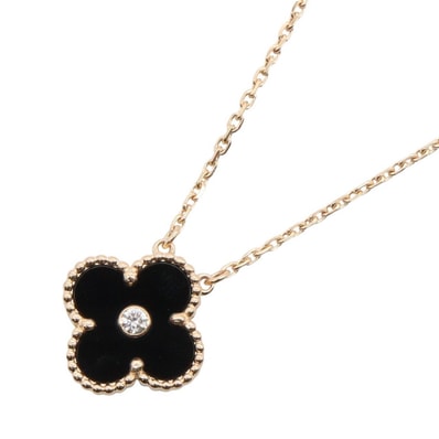 ヴァンクリーフ&アーペル Van Cleef & Arpels ヴィンテージアルハンブラ オニキス 1PD ネックレス ネックレス ジュエリー K18PG(ピンクゴールド) ダイヤモンド オニキス レディース ゴールド系 / クリア系 / ブラック系