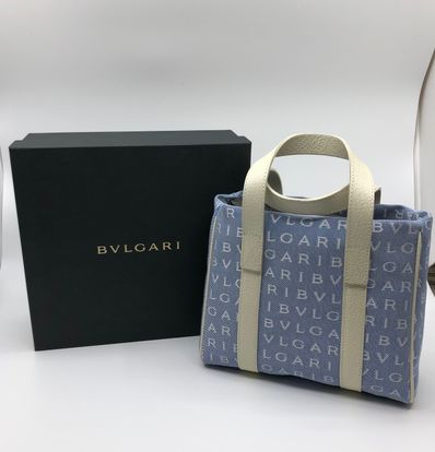 BVLGARI Logo Mania Canvas Tote Bag "Blue"