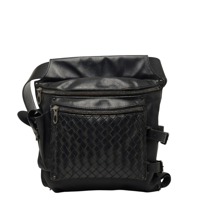 ボッテガヴェネタ イントレチャート ボディバッグ ウエストバッグ ブラック レザー レディース BOTTEGAVENETA 【中古】