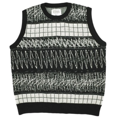 C.E シーイー 22SS 日本製 WAVE LINE WOOL VEST ウェーブラインウールベスト L BLACK セーター CAV EMPT ニット トップス g24326