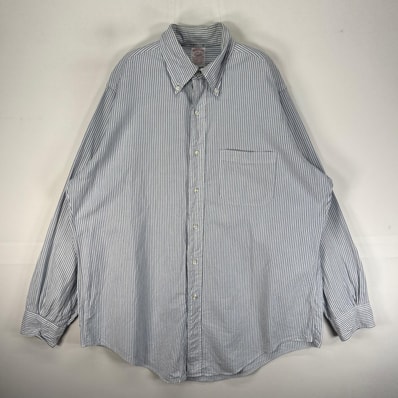 古着 ブルックスブラザーズ Brooks Brothers 長袖シャツ ボタンダウン 胸ポケット M ブルー系 ストライプ メンズ