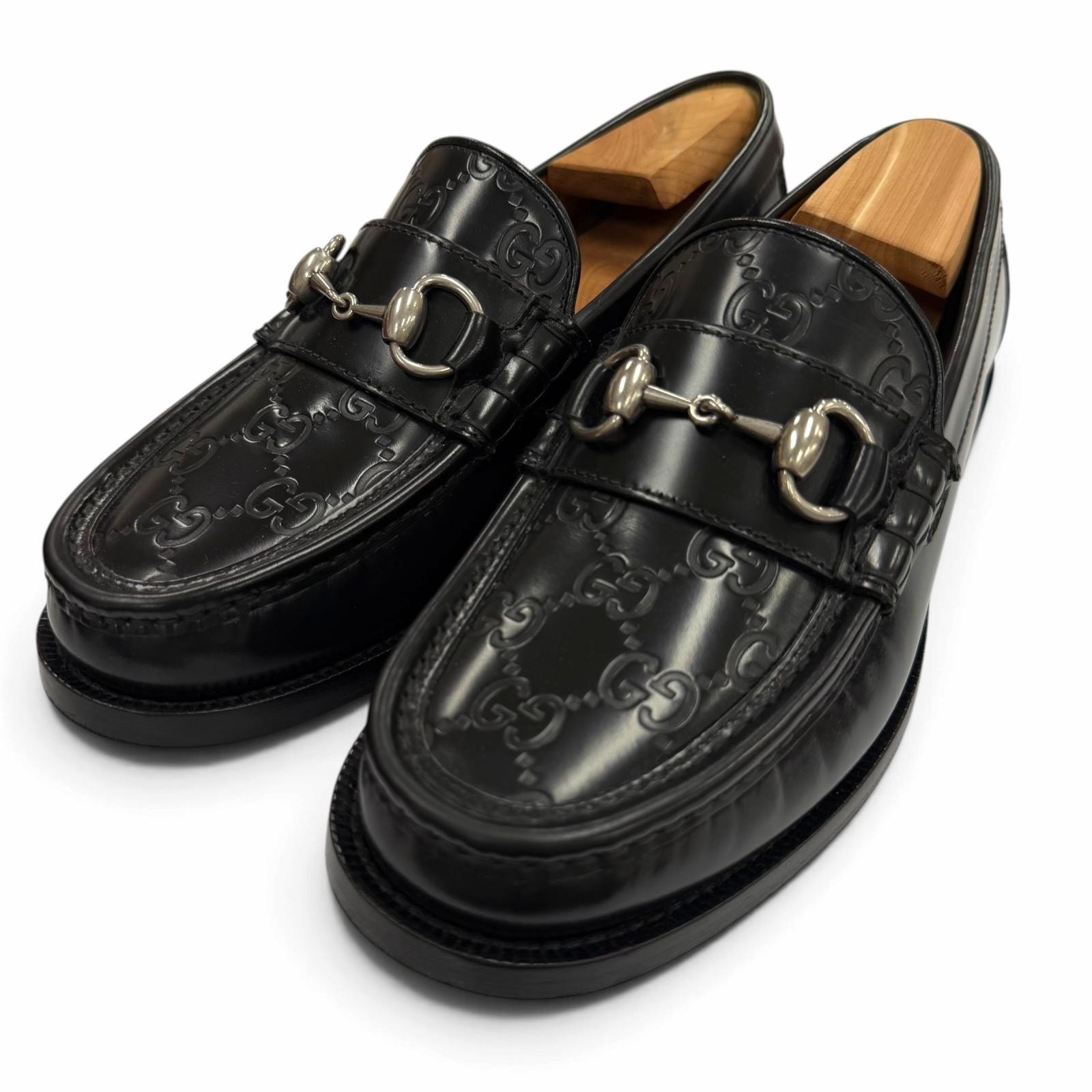 極美品 グッチ ローファー ブラック メンズ 5 (24cm) 786426
