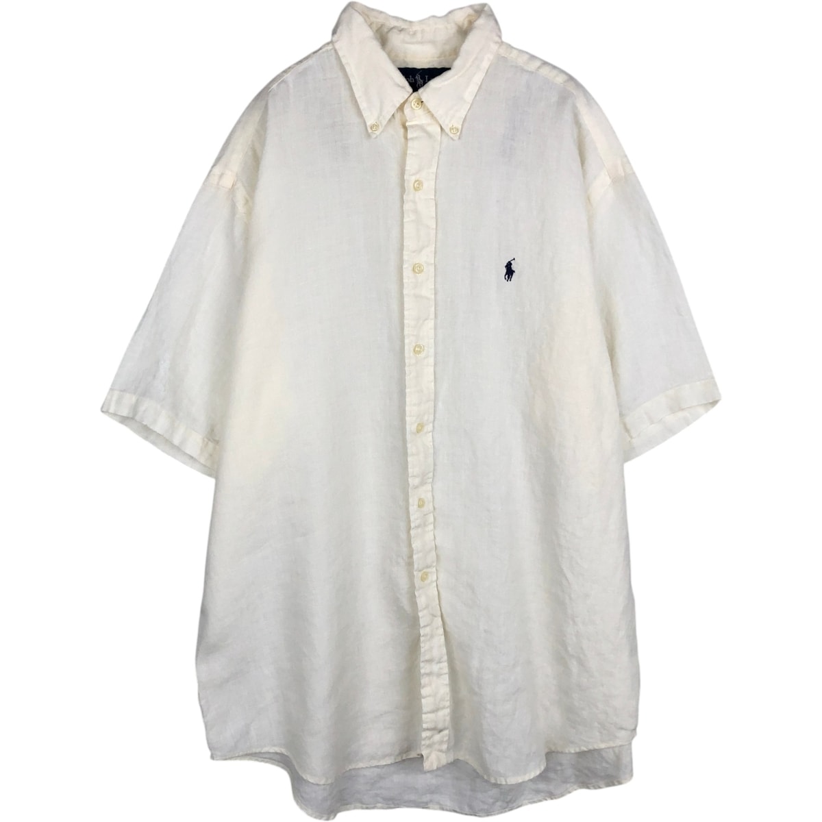 古着 ラルフローレン Ralph Lauren BLAKE 半袖 リネン ボタンダウンシャツ メンズL相当/eaa635693