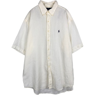 古着 ラルフローレン Ralph Lauren BLAKE 半袖 リネン ボタンダウンシャツ メンズL相当/eaa635693