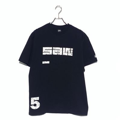 STUSSY×SAW.RECORDING print TEE Black