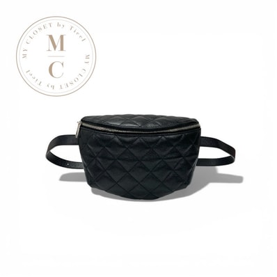 シャネル CHANEL バッグ ウエストポーチ ボディバッグ ラムスキン ブラック シルバー ユニフォーム ココマーク マトラッセ