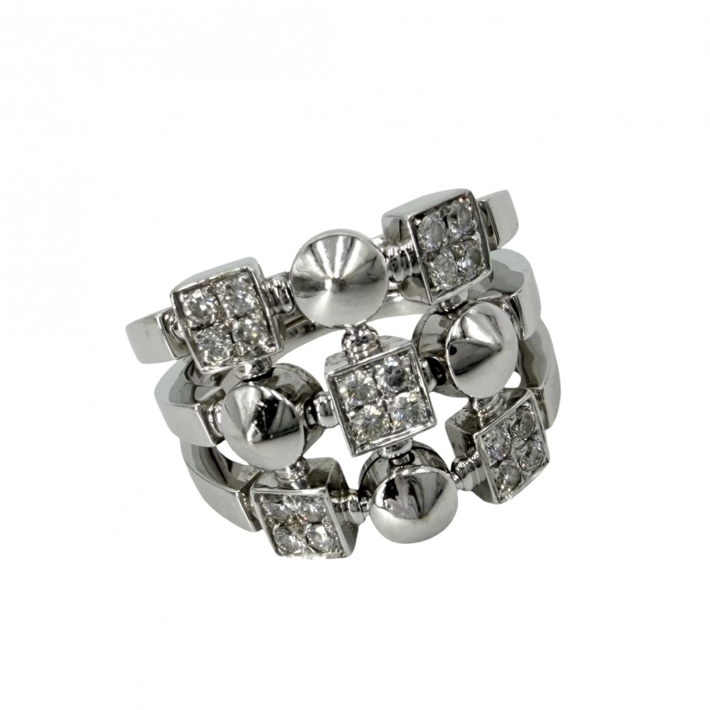 BVLGARI ブルガリ 指輪 リング ルチア ジュエリー アクセサリー Au750 18金WG K18ホワイトゴールド    ダイヤモンド 約14.5号 レディース 約13.1g【中古品】