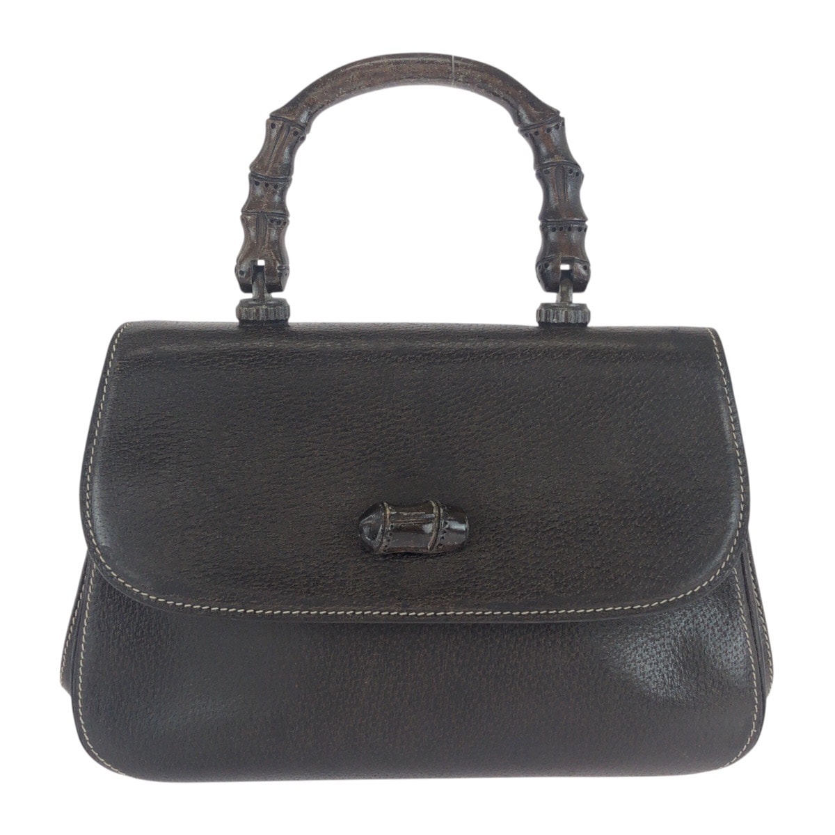 GUCCI グッチ ヴィンテージ オールドグッチ バンブー ブラウン ゴールド金具 レザー ハンドバッグ 505792 【中古】