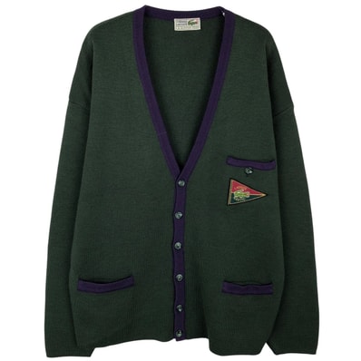 古着 ラコステ LACOSTE アクリル×ウールニットカーディガン スペイン製 5 メンズL相当/eaa645966