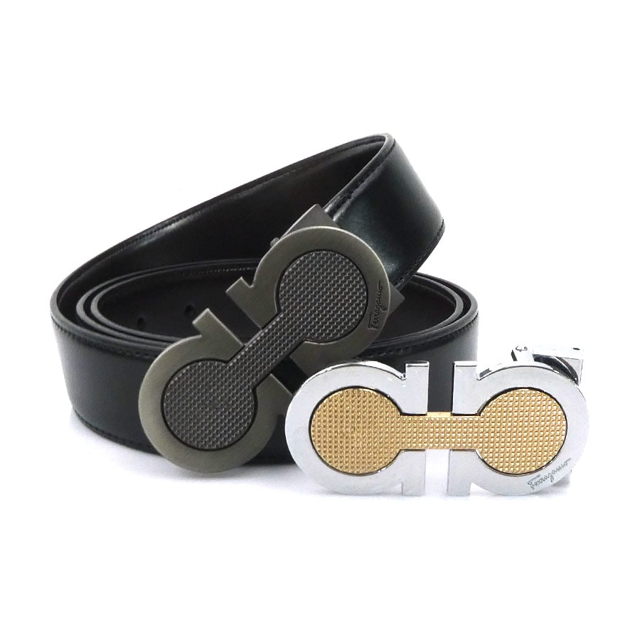 サルヴァトーレフェラガモ Salvatore Ferragamo ベルト ガンチーニ レザー/メタル ブラック メンズ【中古】 e61080j
