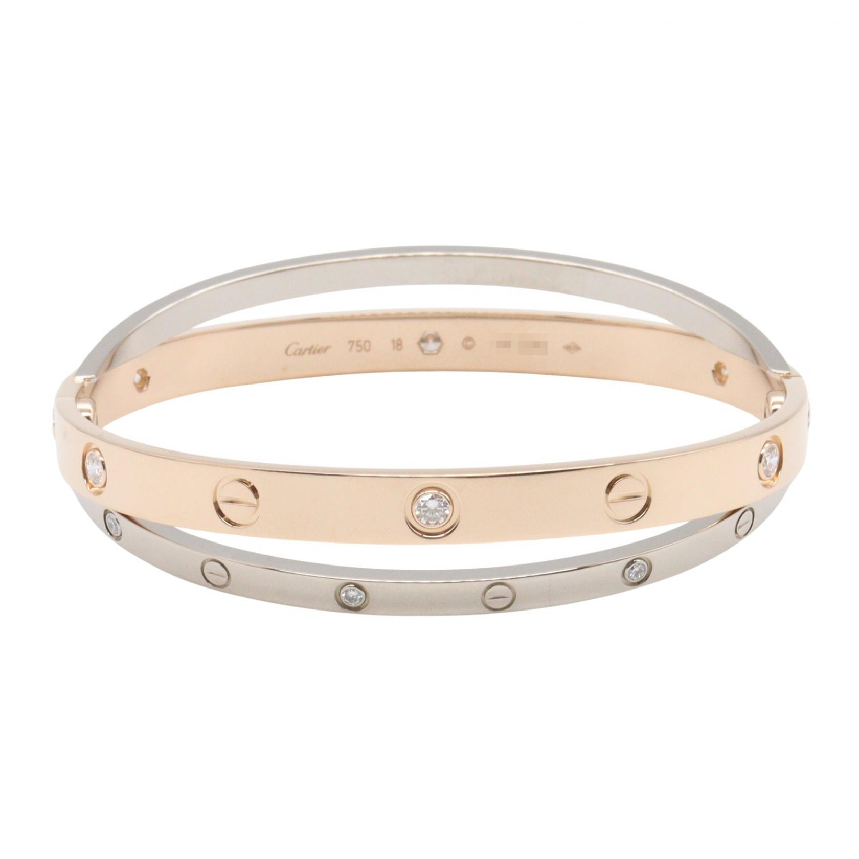 カルティエ CARTIER レイヤードラブブレス 12PD ブレスレット アクセサリー K18WG(ホワイトゴールド) K18PG(ピンクゴールド) ダイヤモンド レディース シルバー系 / ゴールド系 / クリア系 N6039118 【中古】
