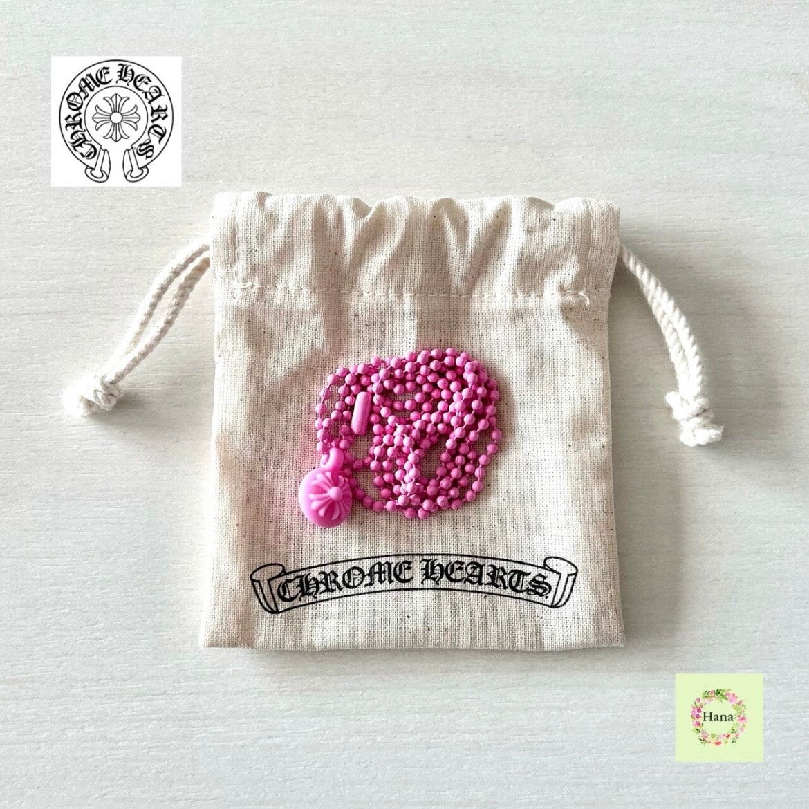 Chrome Hearts Rubber Crossball Silicon Necklace "Pink"