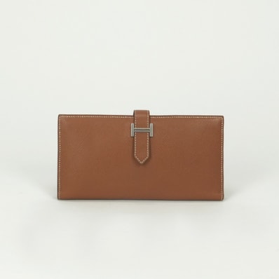 エルメス HERMES ベアンスフレ ベアンスフレ 財布 長財布 ロングウォレット エプソン ゴールド Gold ブラウン Brown 茶 シルバー金具 ヴォーエプソン