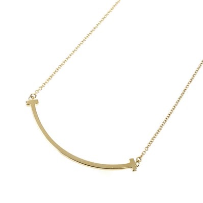 TIFFANY&Co. ティファニー K18YG イエローゴールド Tスマイル スモール ネックレス 60011679 3.0g 46cm レディース【中古】