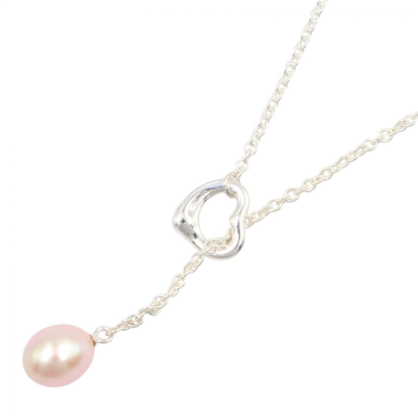 ティファニー TIFFANY&CO オープン ハート ラリアット ネックレス ネックレス ジュエリー シルバー925 ウォーターパール レディース シルバー系 / ピンク系 【中古】