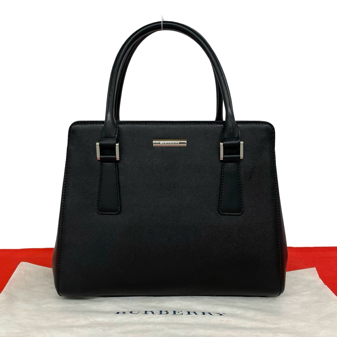 BURBERRY バーバリー ロゴ ノバチェック レザー ハンドバッグ ブラック
 21455