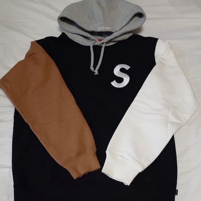 Supreme S Logo Colorblocked Hooded Sweatshirt "Black"