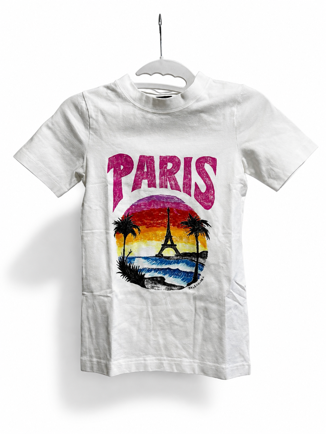BALENCIAGA Women's Paris Tropical T-Shirt Fitted "White"