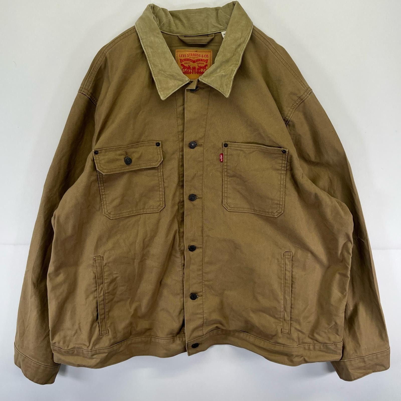 古着 リーバイス Levi's ジャケット トラッカージャケット 胸ポケット 襟コーデュロイ 大きいサイズ 3XL  ブラウン系 メンズ