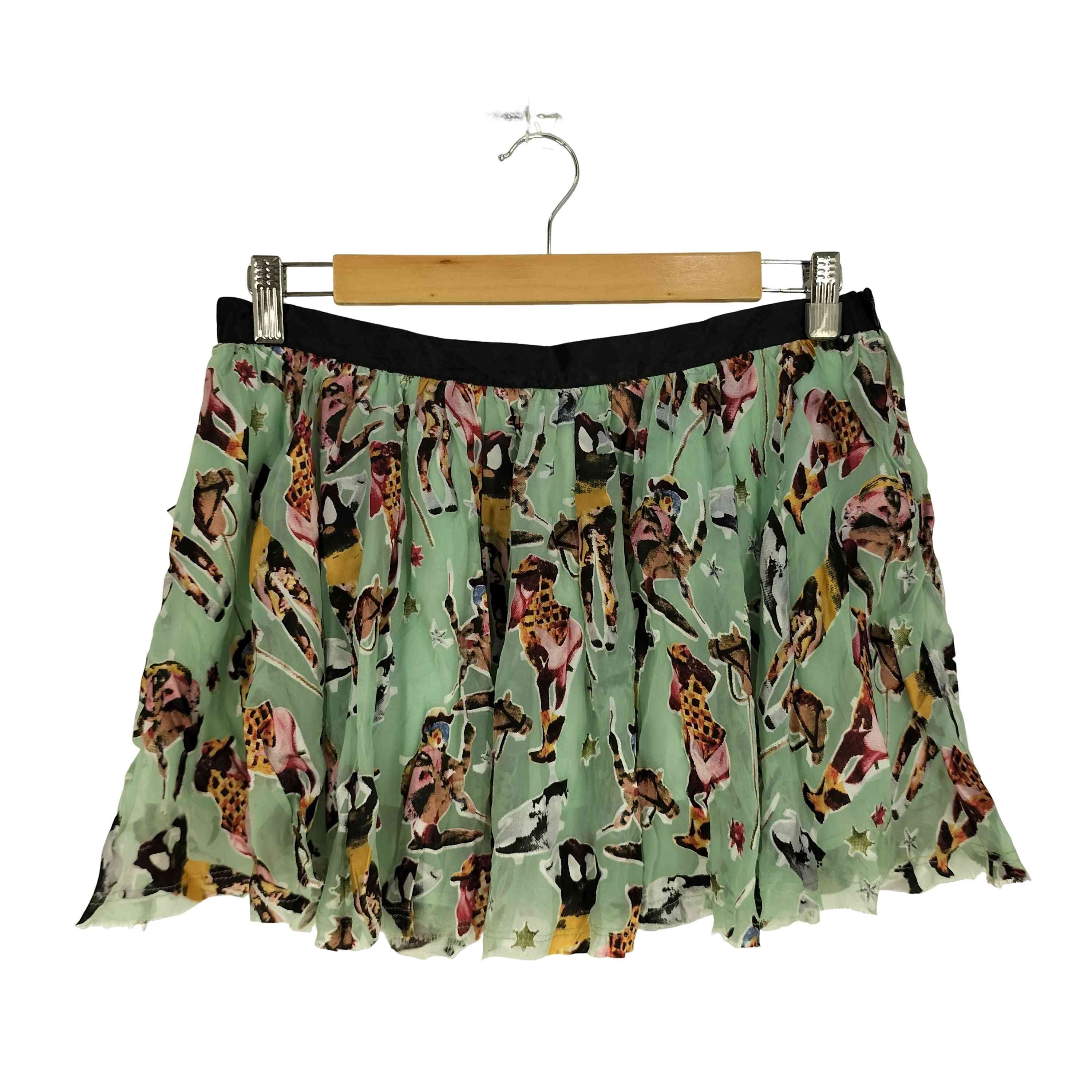 シルク混 総柄 レーヨン ミニスカート【1141093262681】