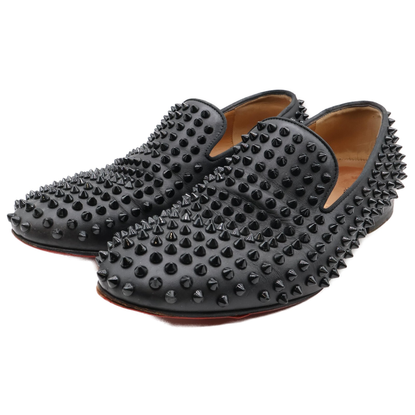 クリスチャンルブタン スパイクスタッズ レザー スリッポン/ 40