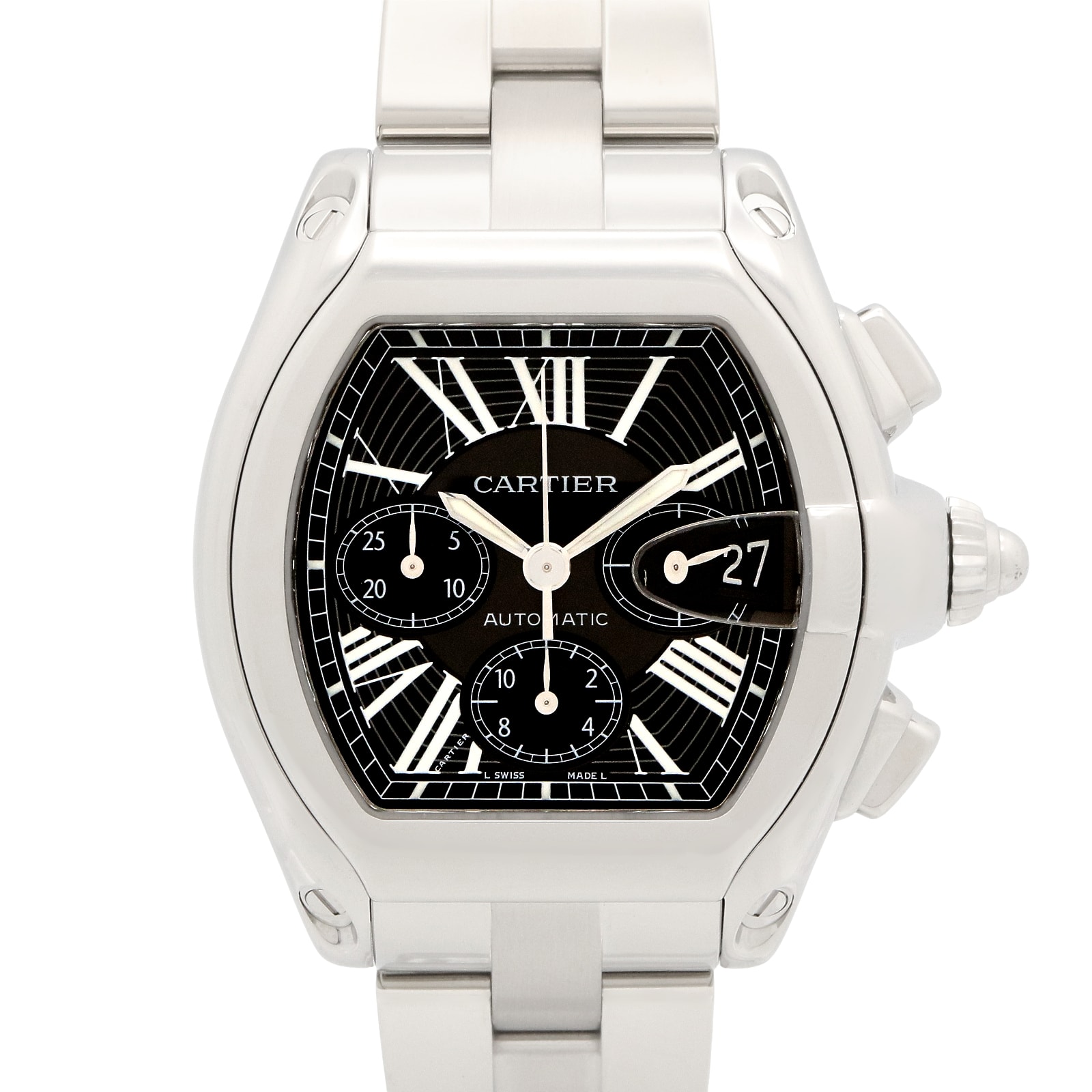 カルティエ CARTIER ロードスター クロノグラフ XL 腕時計 時計 ステンレススチール メンズ ブラック系 W62020X6 【中古】