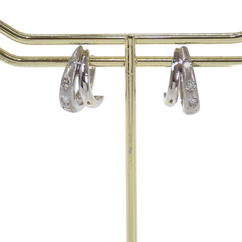 デザインジュエリー フープ ダイヤモンド ピアス K18ホワイトゴールド ダイヤモンド レディース【中古】【Aランク】