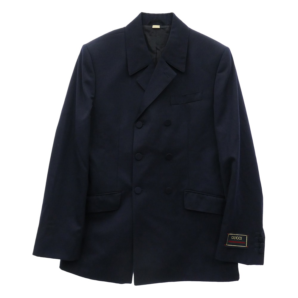 GUCCI グッチ テーラードジャケット 736770 ZAMID イタリア製 ダブルブレスト テーラード ジャケット ネイビー系 48【美品】【中古】