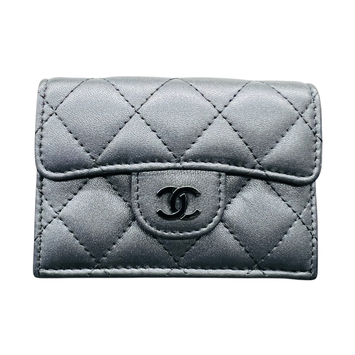 CHANEL 希少 極美品 シャネル マトラッセ クラシック スモールウォレット 三つ折り財布 ラムスキン AP0230 ソーブラック コンパクトウォレット ミニ タイムレス Aランク 中古 鑑定済 シャネル財布
